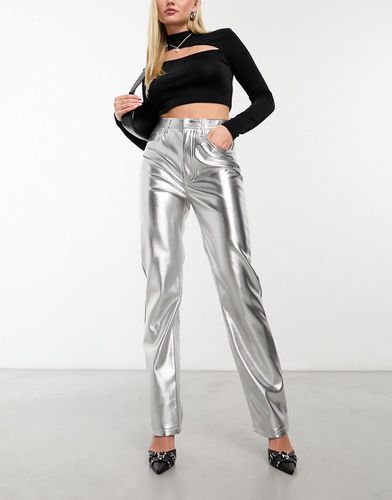 Pantalon droit style années 90 en similicuir métallisé - Abercrombie & Fitch - Modalova