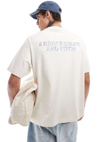 Trapped Pattern - T-shirt oversize avec logo au dos - Crème - Abercrombie & Fitch - Modalova