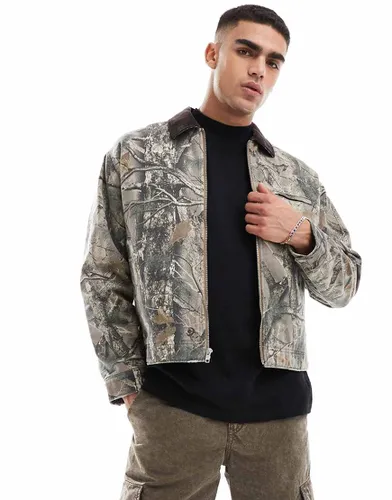 Veste de travail courte à fermeture éclair et imprimé camouflage - Abercrombie & Fitch - Modalova