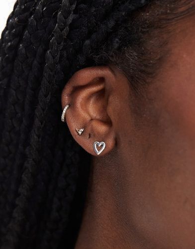 Boucles d'oreilles en forme de caur ajouré en argent massif - Accessorize - Modalova