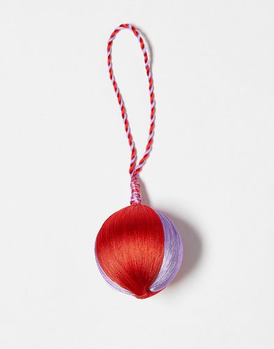 Boule de Noël brodée à rayures - Rouge et violet - Accessorize - Modalova
