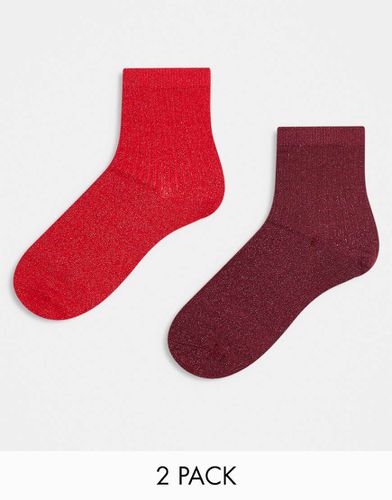 Lot de 2 paires de chaussettes en lurex scintillant - Bordeaux et - Accessorize - Modalova