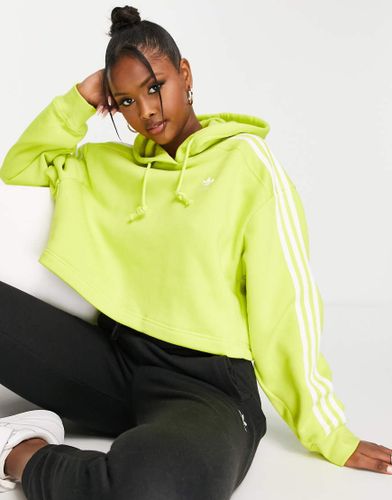 Adicolor - Sweat à capuche court à 3 bandes - Citron vert - Adidas Originals - Modalova