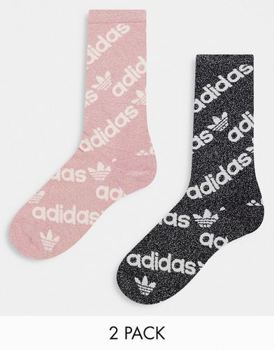Logomania - Lot de 2 paires de chaussettes à logo répété - Noir et rose - adidas Originals - Modalova