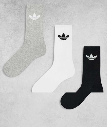 Lot de 3 paires de chaussettes à logo trèfle - Noir, gris et - Adidas Originals - Modalova