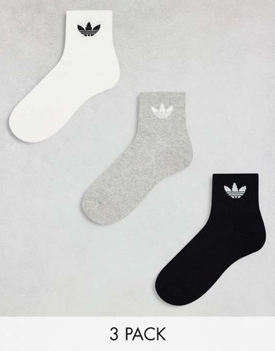 Lot de 3 paires de chaussettes hauteur chevilles - Blanc, gris et noir - Adidas Originals - Modalova