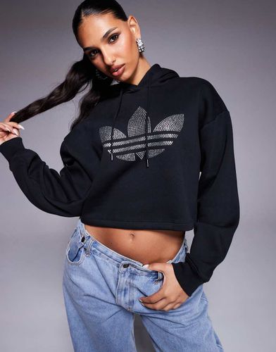 Sweat à capuche avec logo trèfle à strass - Adidas Originals - Modalova