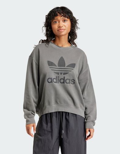 Sweat à logo trèfle - délavé - Adidas Originals - Modalova