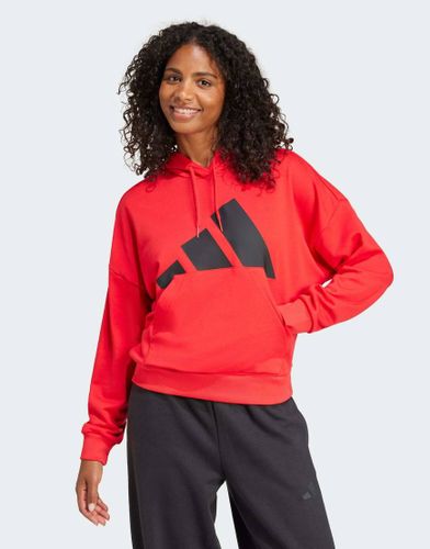 Essentials - Sweat  capuche ample en tissu ponge  grand logo - Rubis pur/noir - Adidas Performance - Modalova