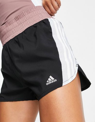 Adidas Running - Short effet color block à taille haute et logo 3 bandes - /bleu/bordeaux - Adidas Performance - Modalova