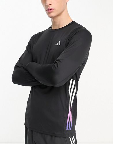 Adidas Running - Run Icons - Top manches longues à 3 bandes effet dégradé - Noir - Adidas Performance - Modalova