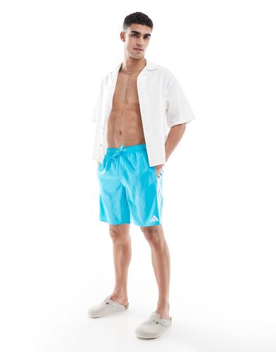 Adidas - Short de bain 8 pouces  3 bandes - Cyan/blanc - Adidas Performance - Modalova