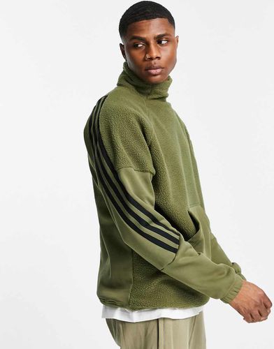 Adidas Sportswear - Sweat col zippé à 3 bandes avec poche - Kaki - Adidas Performance - Modalova