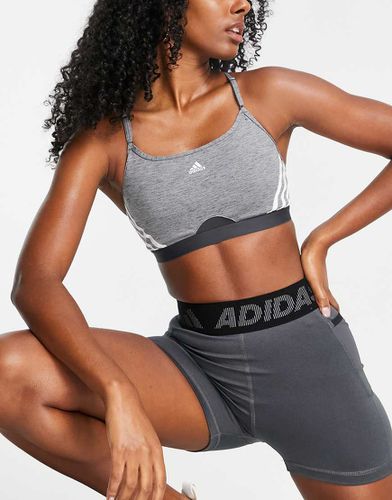 adidas Training - Brassière de sport maintien léger à logo 3 bandes - Noir