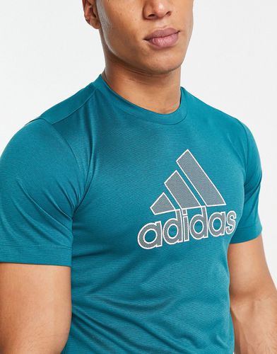 Adidas Training - T-shirt avec grand logo - Bleu sarcelle - Adidas Performance - Modalova