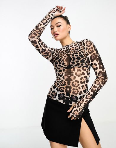 Kaylee - Top manches longues en tulle à imprimé léopard - Afrm - Modalova