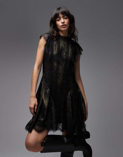 Fleur - Robe courte en tulle et dentelle - Noir et - Allsaints - Modalova