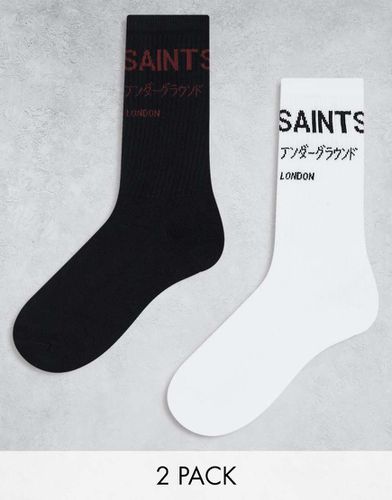 Underground - Lot de 2 paires de chaussettes - Noir/blanc - Allsaints - Modalova