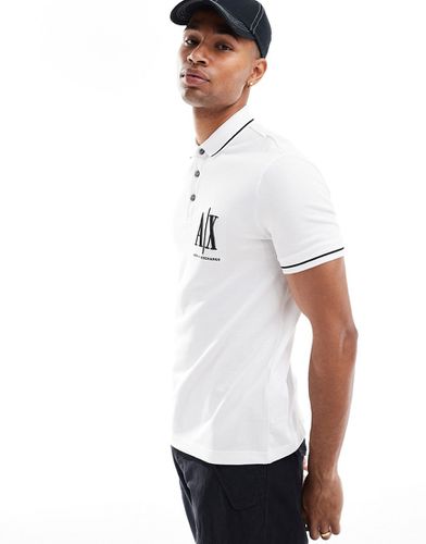 Polo avec logo sur la poitrine et bords contrastants - Armani Exchange - Modalova