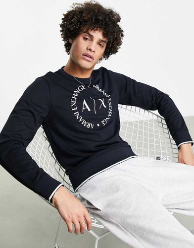 Sweat ras de cou avec logo circulaire - Bleu - Armani Exchange - Modalova