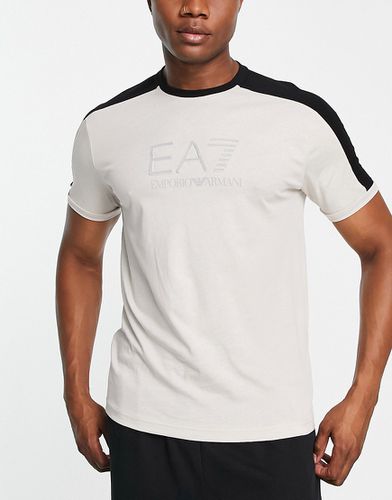 Armani - - T-shirt à épaules contrastantes avec logo - Beige - Ea7 - Modalova