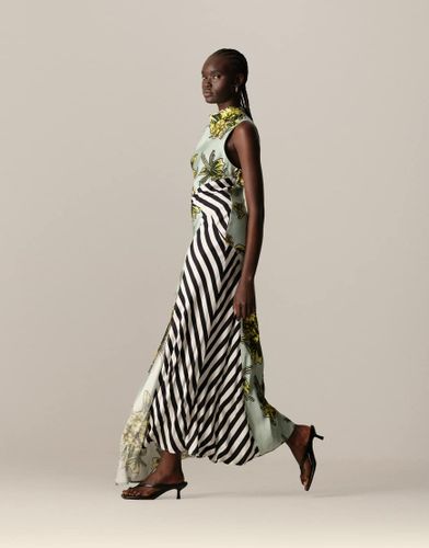 Robe longue sans manches avec col bnitier  imprim fleurs et rayures - Arrange - Modalova