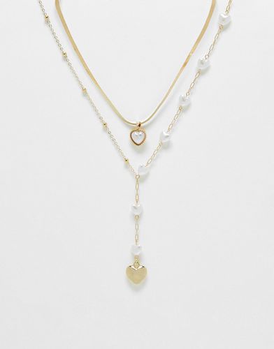 Collier lasso avec perles en forme de caur - Ashiana - Modalova