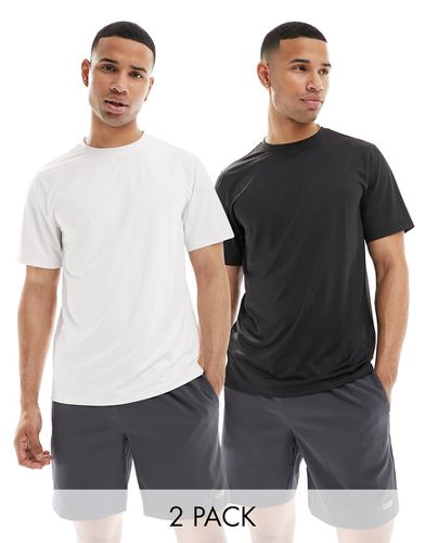 Icon - Lot de 2 t-shirts de sport en tissu'séchage rapide - Noir/blanc - Asos 4505 - Modalova
