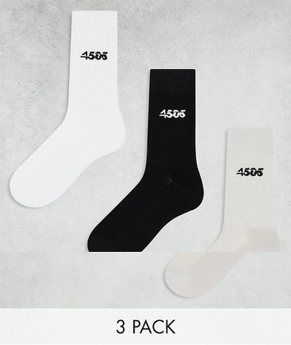 Icon - Lot de 3 paires de chaussettes de sport antibactériennes - Noir, blanc et gris - Asos 4505 - Modalova