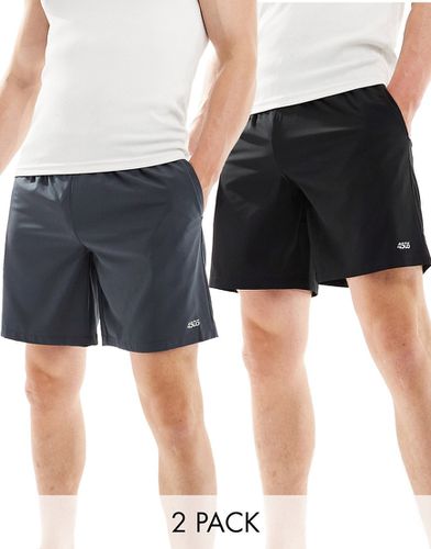 Lot de 2 shorts de sport 13 cm à logo en tissu'séchage rapide - Noir/gris - Asos 4505 - Modalova