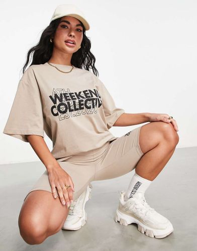 ASOS - Weekend Collective - T-shirt oversize double épaisseur à logo - Neutre - Asos Weekend Collective - Modalova