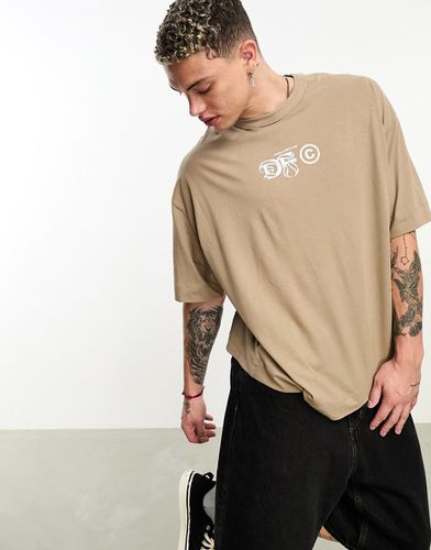 ASOS Dark Future - T-shirt oversize avec imprimé sur la poitrine - Beige - Asos Design - Modalova