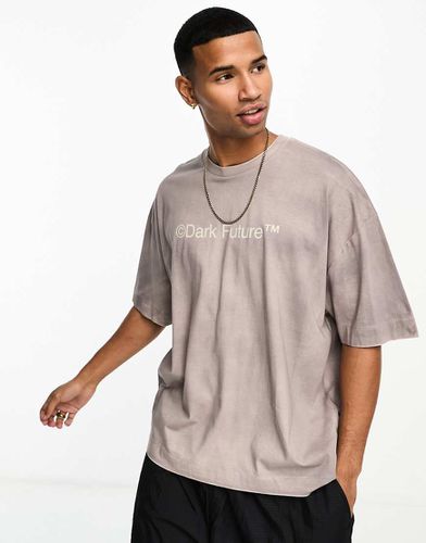 ASOS - Dark Future - T-shirt oversize avec imprimé sur le devant - délavé - Asos Design - Modalova