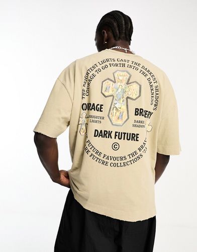 ASOS Dark Future - T-shirt oversize épais avec imprimé grunge au dos - délavé - Asos Design - Modalova