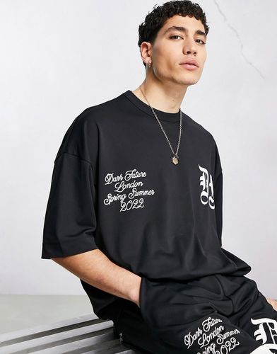 ASOS Dark Future - T-shirt d'ensemble oversize à inscription gothique et broderie - ASOS DESIGN - Modalova