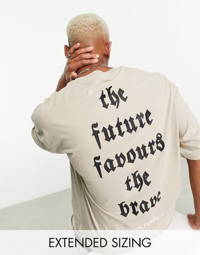 ASOS Dark Future - T-shirt d'ensemble oversize avec imprimé gothique au dos - Beige - Asos Design - Modalova