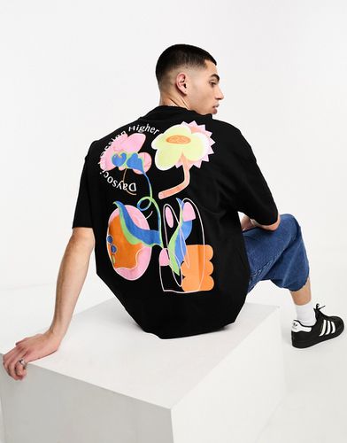 ASOS Daysocial - T-shirt unisexe oversize en tissu épais avec imprimé fleuri abstrait - Asos Design - Modalova