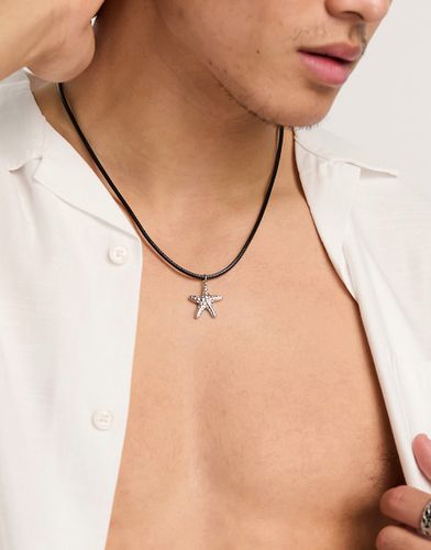 Collier avec cordon et pendentif étoile de mer en métal - Noir - Asos Design - Modalova