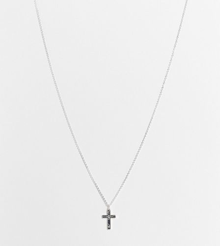 Collier avec pendentif croix sertie de cristaux en plaqué argent véritable - ASOS DESIGN - Modalova