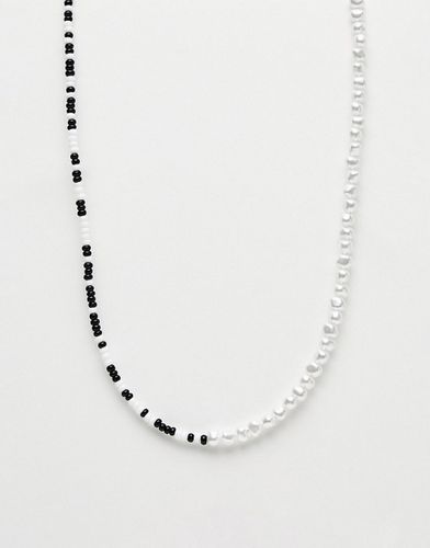 Collier avec perles et perles nacrées - Noir et blanc - Asos Design - Modalova