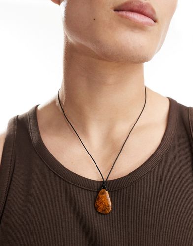 Collier avec pierre ail-de-tigre semi-précieuse - Asos Design - Modalova