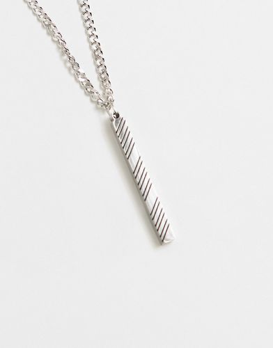 Collier en acier inoxydable imperméable avec chaîne figaro et pendentif barre en relief - Asos Design - Modalova