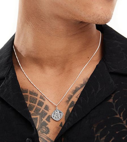 Collier en argent massif avec pendentif Saint Christophe - Asos Design - Modalova