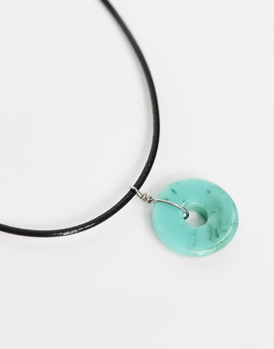 Collier en corde avec pendentif rond en pierre semi-précieuse - Asos Design - Modalova