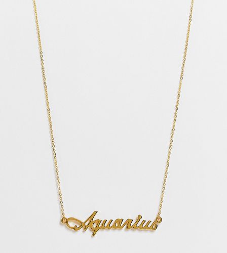 Collier en plaqué or 14 carats avec pendentif signe du zodiaque Aquarius - Asos Design - Modalova