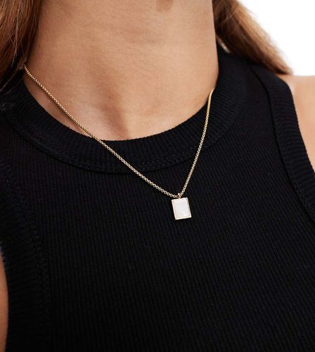 Collier réglable plaqué or 14 carats avec pendentif nacré - Asos Design - Modalova