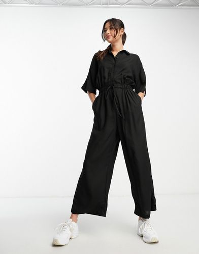 Combinaison chemise oversize avec liens à la taille - Noir - Asos Design - Modalova