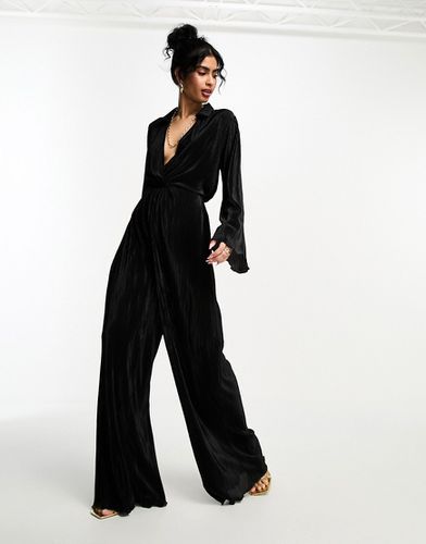 Combinaison plissée façon chemise à manches longues - Noir - Asos Design - Modalova