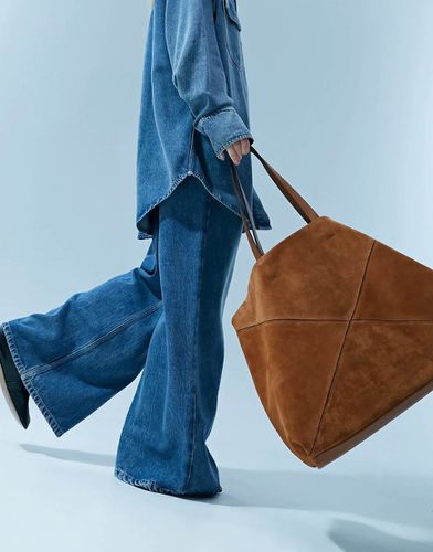 Cabas oversize en daim à empiècements - Fauve - Asos Design - Modalova