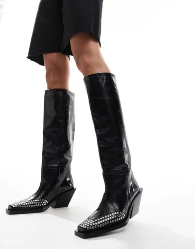 Cassie - Bottes montantes style santiags en cuir de qualité supérieure avec clous - Asos Design - Modalova